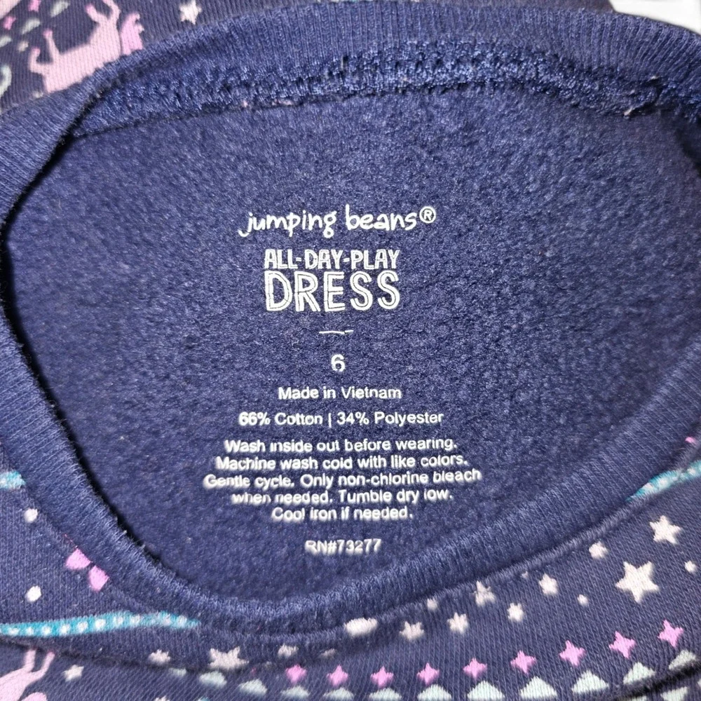 Jumping Beans Sweatshirt Dress Girls Size 6 Navy Blue  Isle Unicorn